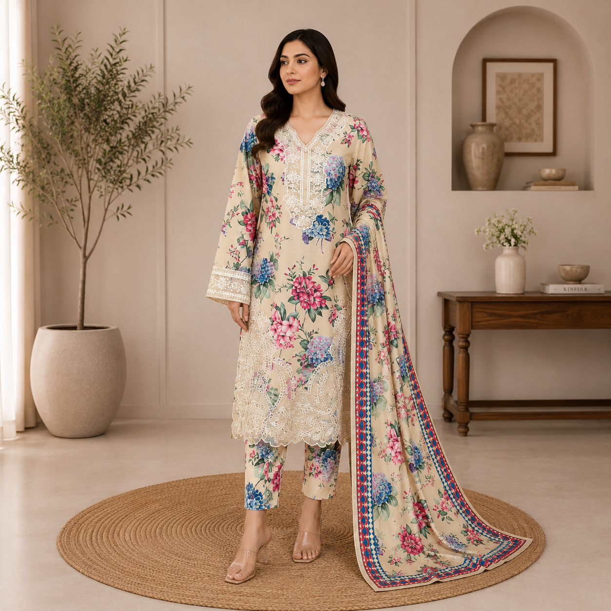 Elara Luxury Pret ’26 | Fleuré Swiss Jacquard Unstitched 3Pc Suit