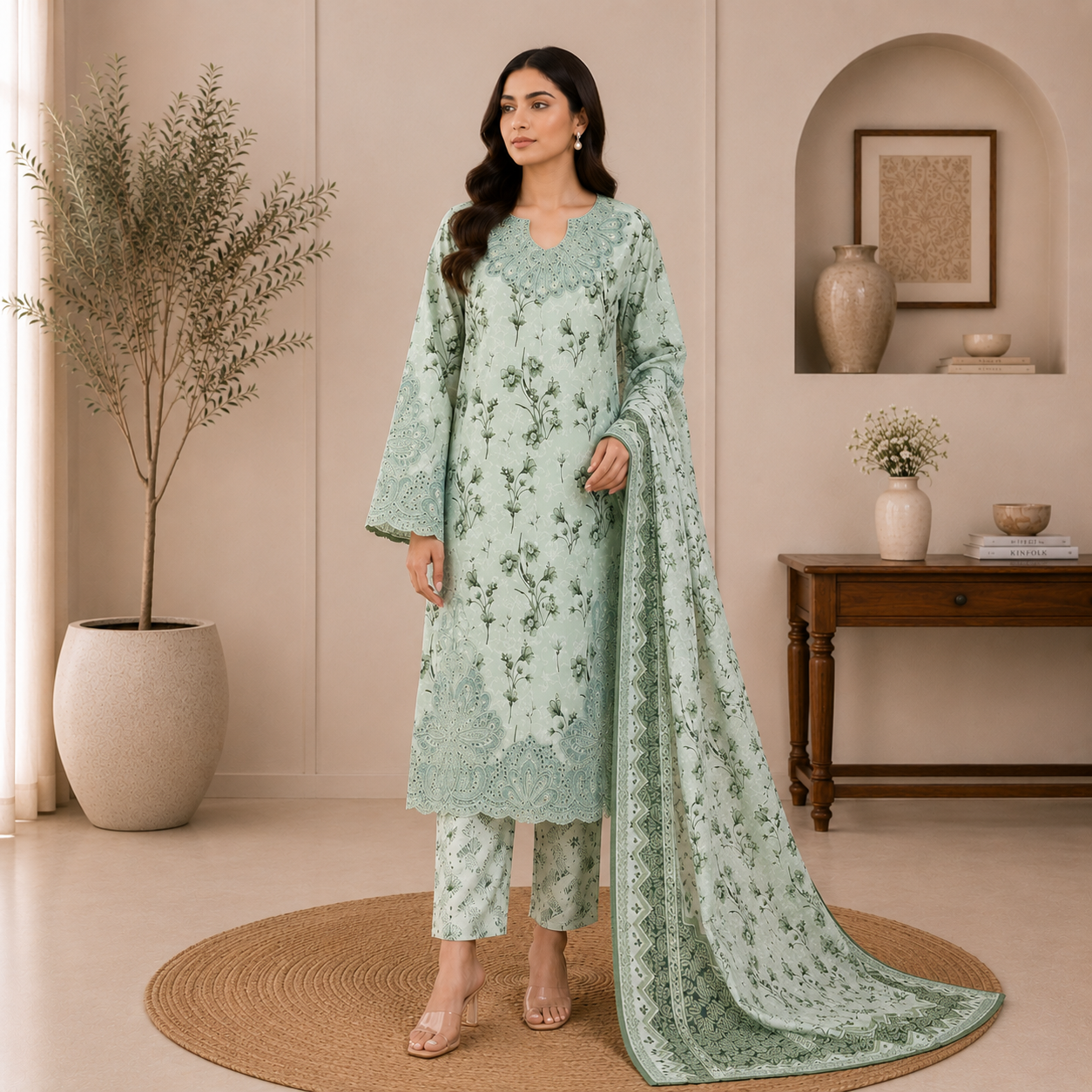 Elara Luxury Pret ’26 | Sageira Swiss Jacquard Unstitched 3Pc Suit