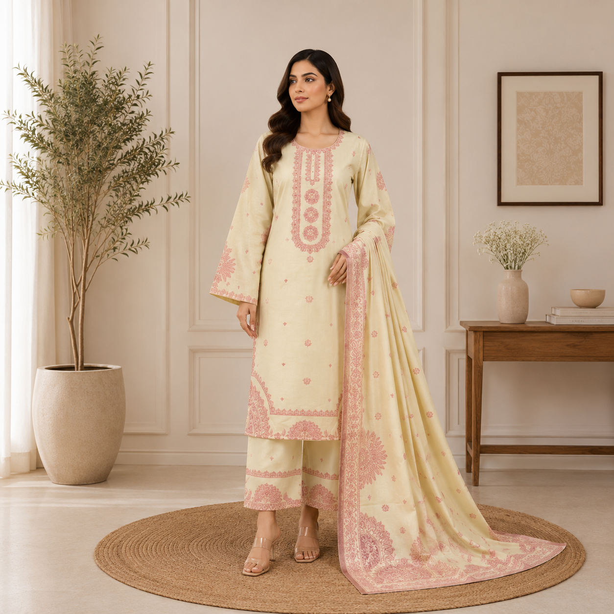 Elara Luxury Pret ’26 | Élanor Swiss Jacquard Unstitched 3Pc Suit