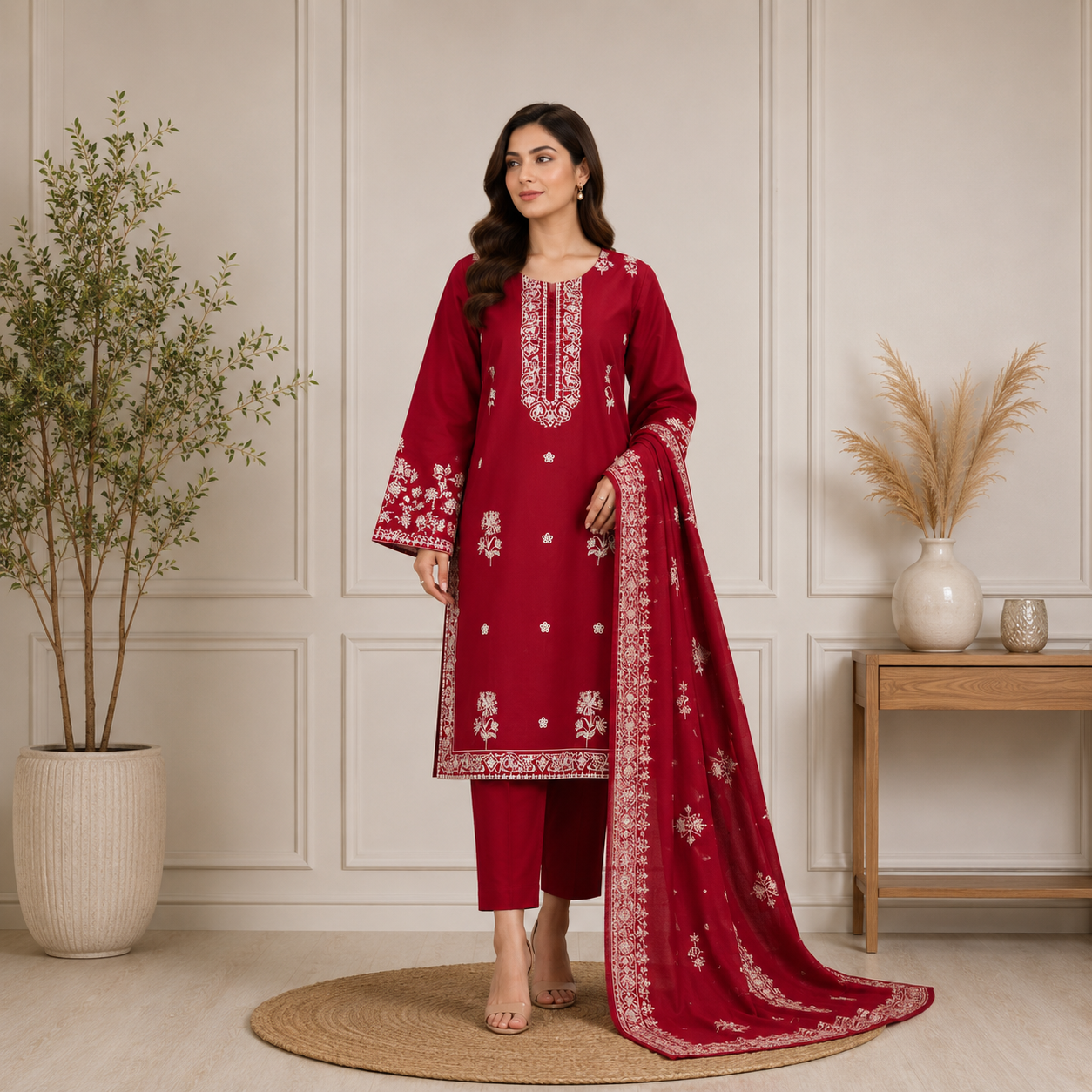Elara Luxury Pret ’26 | Roshelle Swiss Jacquard Unstitched 3Pc Suit
