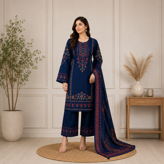 Elara Luxury Pret ’26 | Seraya Swiss Jacquard Unstitched 3Pc Suit