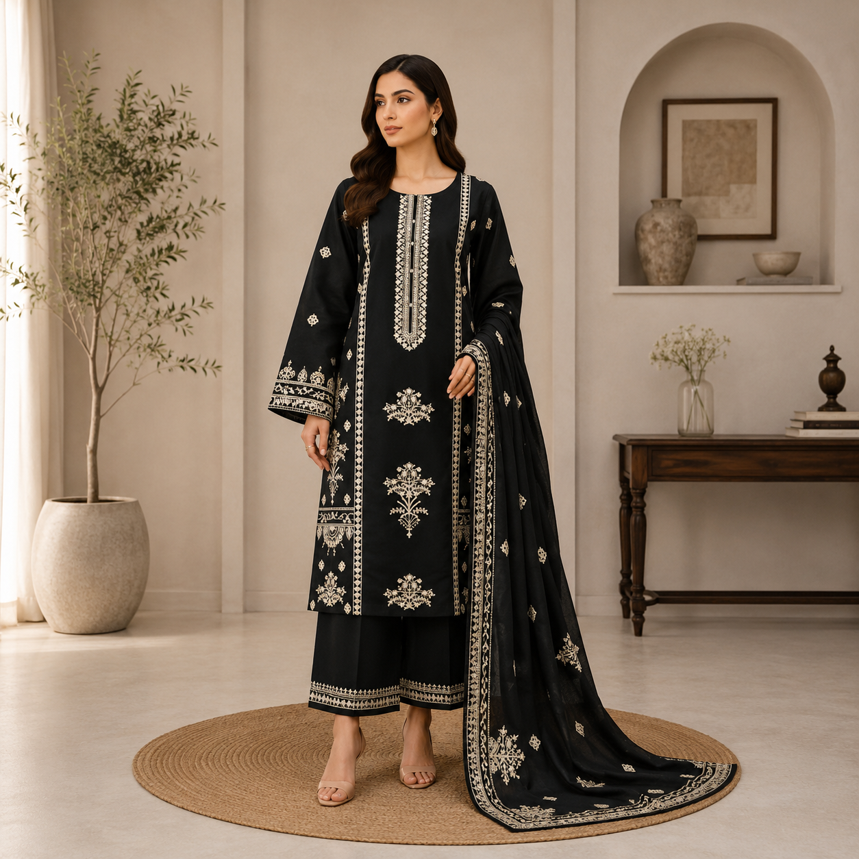 Elara Luxury Pret ’26 | Velmora Swiss Jacquard Unstitched 3Pc Suit