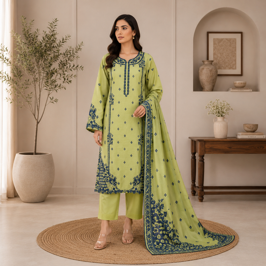 Elara Luxury Pret ’26 | Verdelle Swiss Jacquard Unstitched 3Pc Suit
