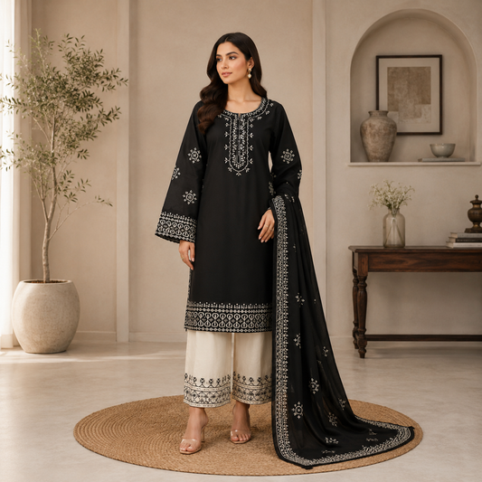 Elara Luxury Pret ’26 | Zarelle Swiss Jacquard Unstitched 3Pc Suit